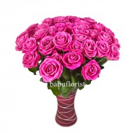 Bouquet Of Pink Roses In Vase