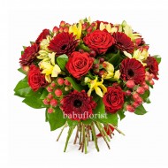 Red Roses And Gerberas Isolated On White
